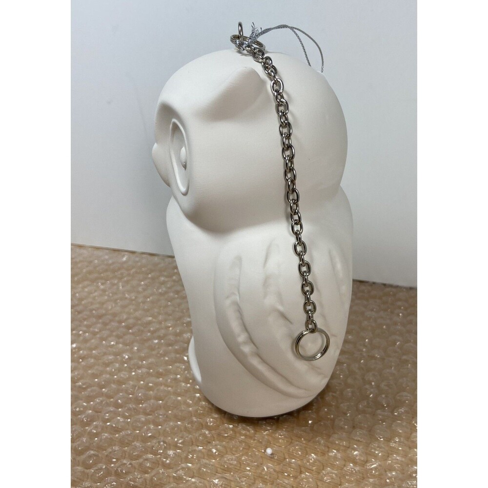 MidwestCBK White Bisque Ceramic Owl Tealight Candle Holder 7.5 In Garden Outdoor - Picture 7 of 7